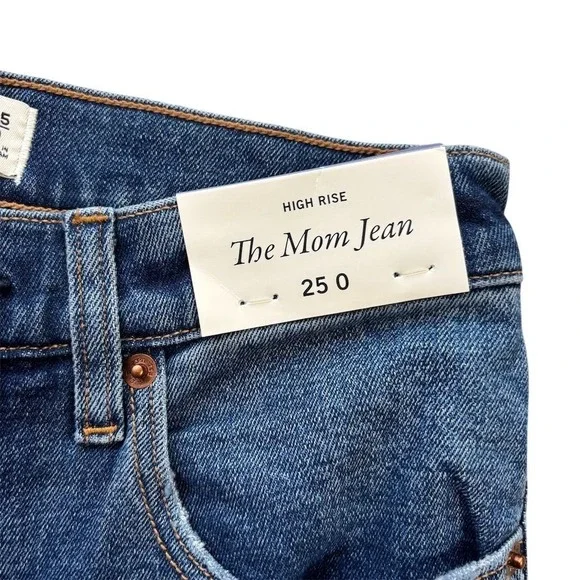 Abercrombie & Fitch Women's‎ High Rise Mom Jeans Size 25 Blue Distressed - Picture 5 of 7